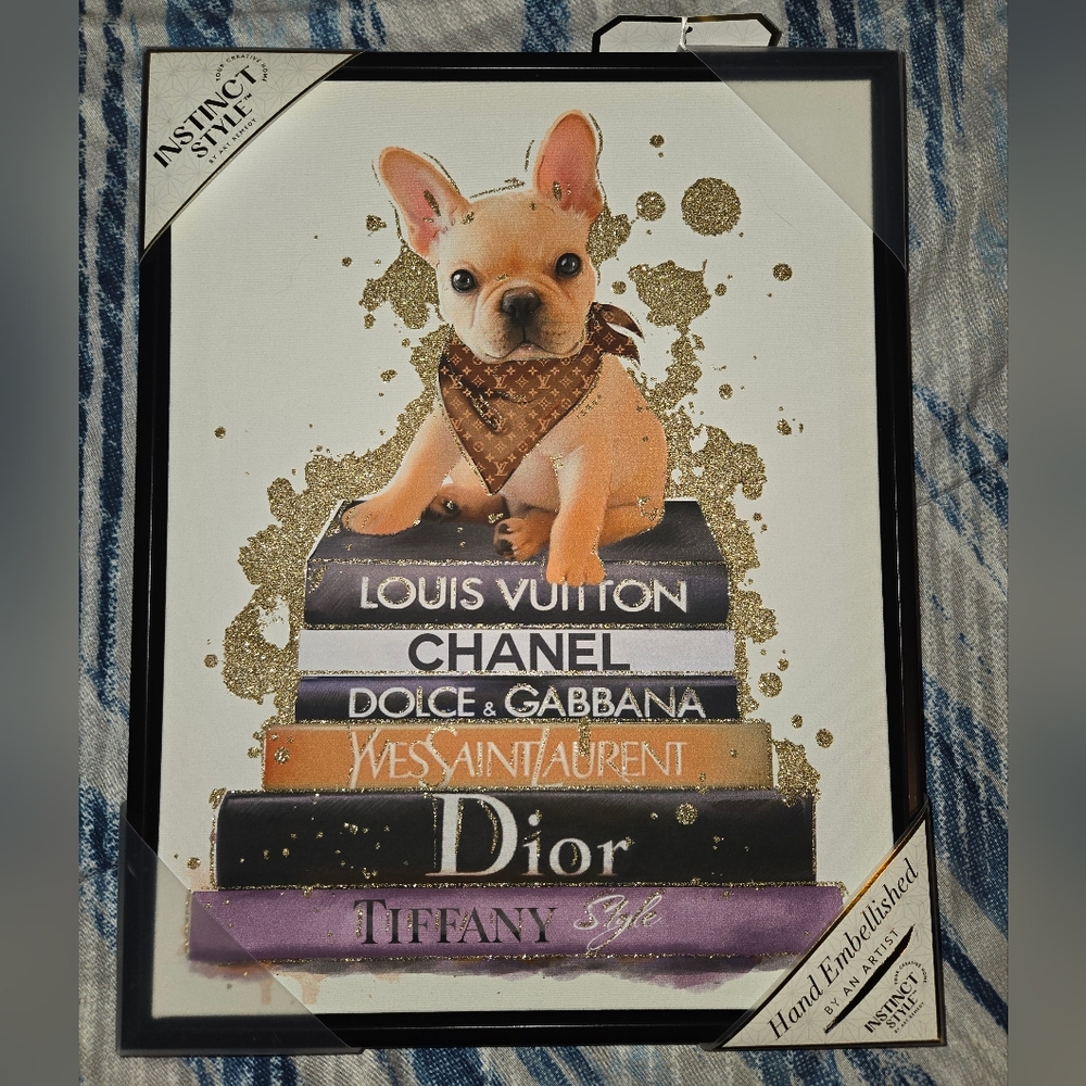 French Bulldog on Designer Books Art Print